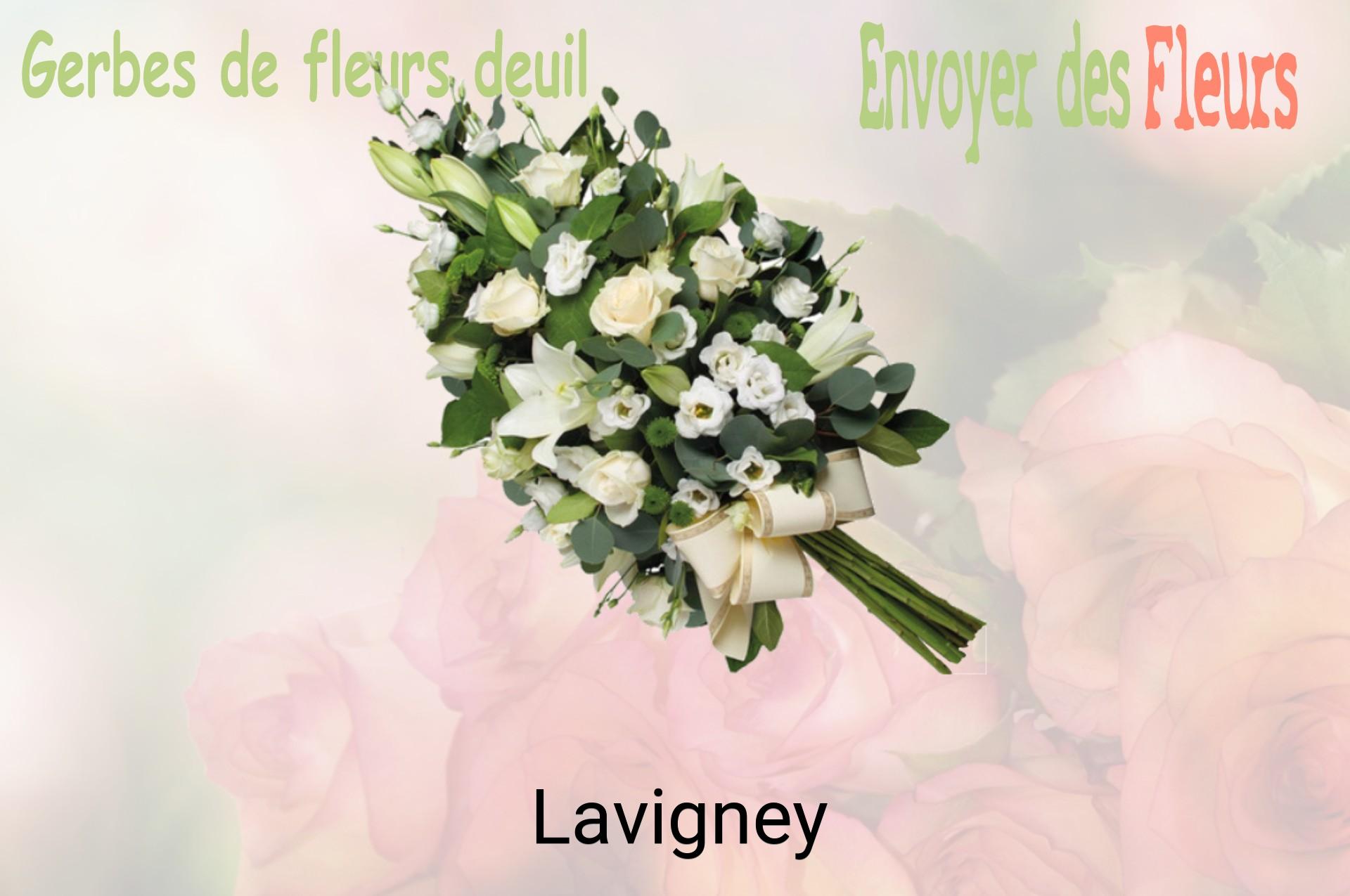Gerbe de fleurs de deuil livrée à Lavigney